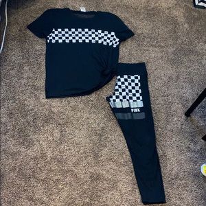 Pink Jogger Set Black and white checker